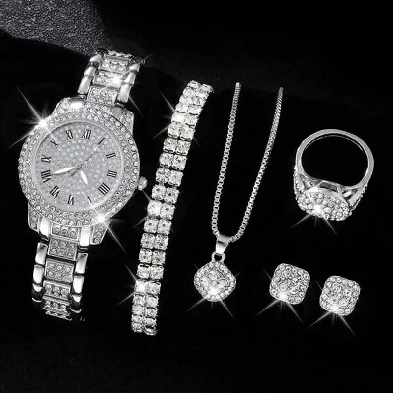  Crystal Wristwatch Set for Ladies 