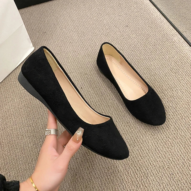 2024New Style Women Flats Slip on Flat Shoes Candy Color Woman Boat Shoes Black Loafers Faux Suede Ladies Ballet