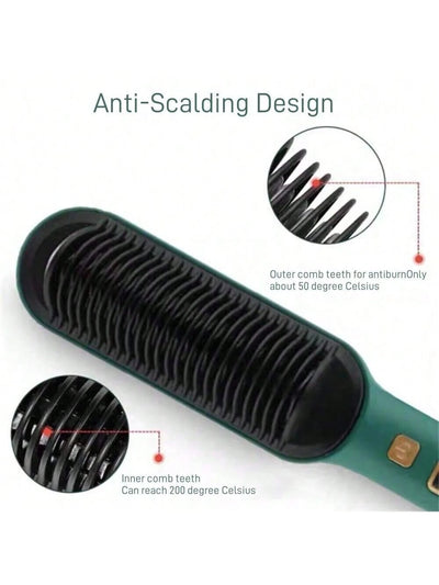 2-In-1 LCD Display Ionic Straightening and Curling Brush