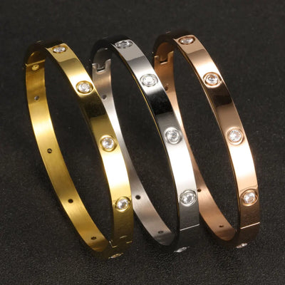 XUANHUA Stainless Steel Cuff Bracelets Bangles for Women Fashion Jewelry Charm Jewelry Accessories Crystal Bracelet Loves