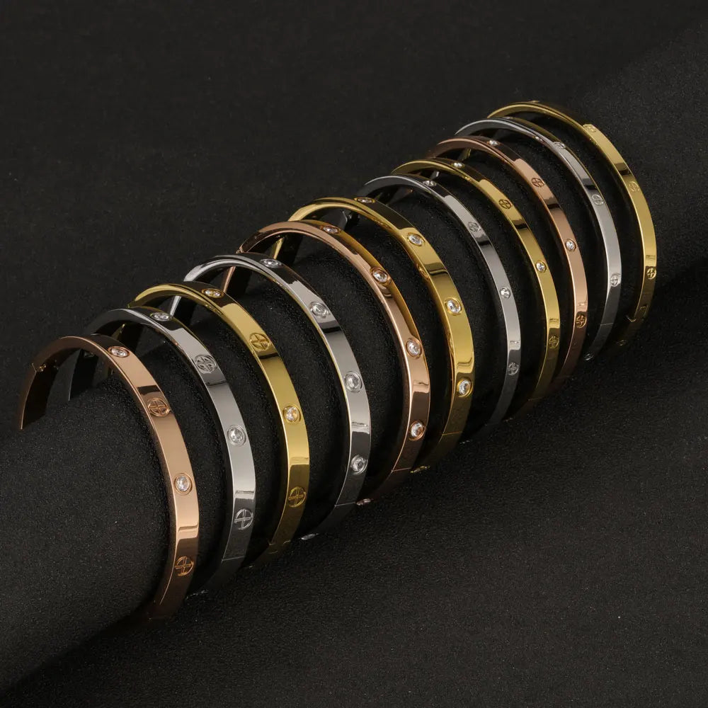 XUANHUA Stainless Steel Cuff Bracelets Bangles for Women Fashion Jewelry Charm Jewelry Accessories Crystal Bracelet Loves