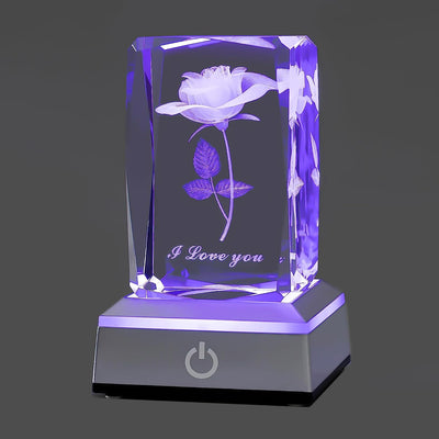 3D Rose Crystal Multicolor Nightlight,I Love You Decolamp,Perfect Mothers Day Gifts for Mom Mother My Girlfriend Wife Her,Unique Valentines Anniversary Birthday Presents Ideas