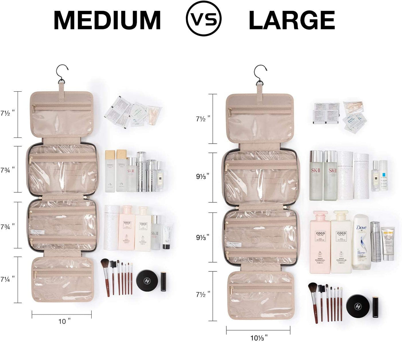 Toiletry Bag Travel Bag with Hanging Hook, Water-Resistant Makeup Cosmetic Bag Travel Organizer for Accessories, Shampoo, Full-Size Container, Toiletries