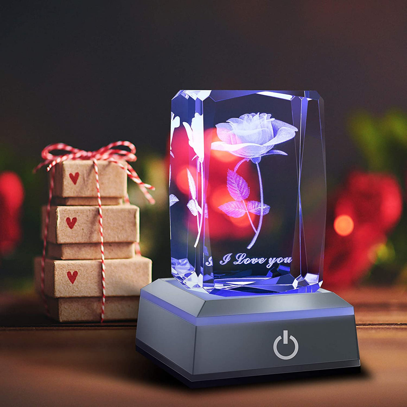 3D Rose Crystal Multicolor Nightlight,I Love You Decolamp,Perfect Mothers Day Gifts for Mom Mother My Girlfriend Wife Her,Unique Valentines Anniversary Birthday Presents Ideas