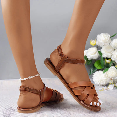 Summer New Women'S Flat Bottom Roman Strap Sandals with Non Slip Rubber Soles Fashion Women'S Shoes [FR-W06]