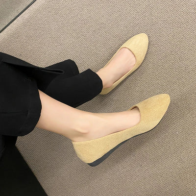 2024New Style Women Flats Slip on Flat Shoes Candy Color Woman Boat Shoes Black Loafers Faux Suede Ladies Ballet