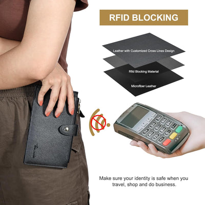 Wallet Women RFID Blocking Bifold Multi Card Wallet Case with Zipper Pocket RFID Wallet Women