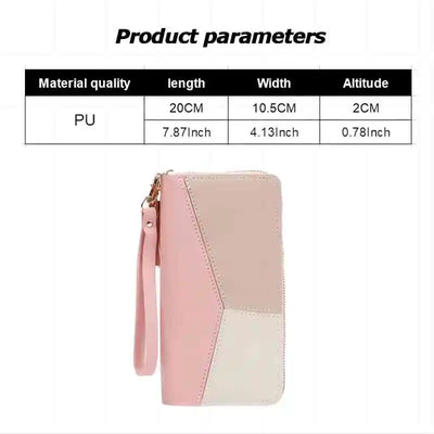 Women Large Capacity Wallet Long Zipper Durable Purse Hundred Literary Simple Splicing Clutch Bag