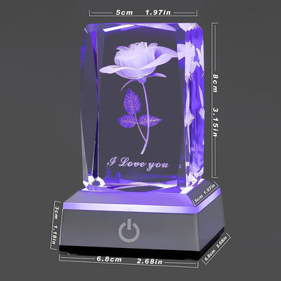 3D Rose Crystal Multicolor Nightlight,I Love You Decolamp,Perfect Mothers Day Gifts for Mom Mother My Girlfriend Wife Her,Unique Valentines Anniversary Birthday Presents Ideas