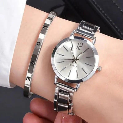 2 Pcs Women Watch Set FREE LOVE Bracelet 