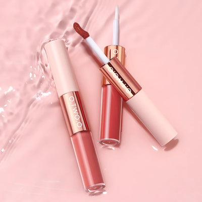 Matte Lipstick Double Head Lip Coat 24HR Non-Stick Cup Lip Gloss Tint Plumper Long Lasting Waterproof Lipstick Makeup