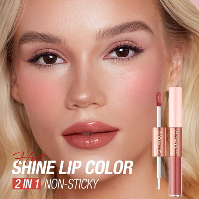 Matte Lipstick Double Head Lip Coat 24HR Non-Stick Cup Lip Gloss Tint Plumper Long Lasting Waterproof Lipstick Makeup