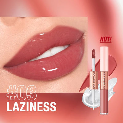 Matte Lipstick Double Head Lip Coat 24HR Non-Stick Cup Lip Gloss Tint Plumper Long Lasting Waterproof Lipstick Makeup