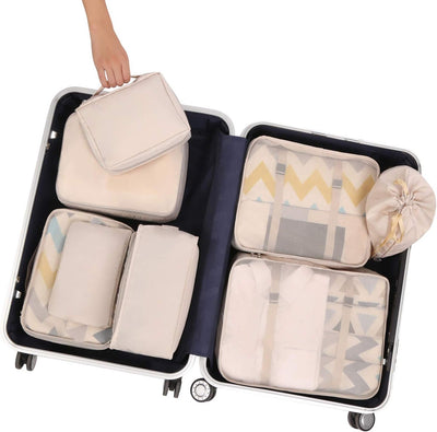 8 Set Packing Cubes Luggage Packing Organizers for Travel Accessories-Cream