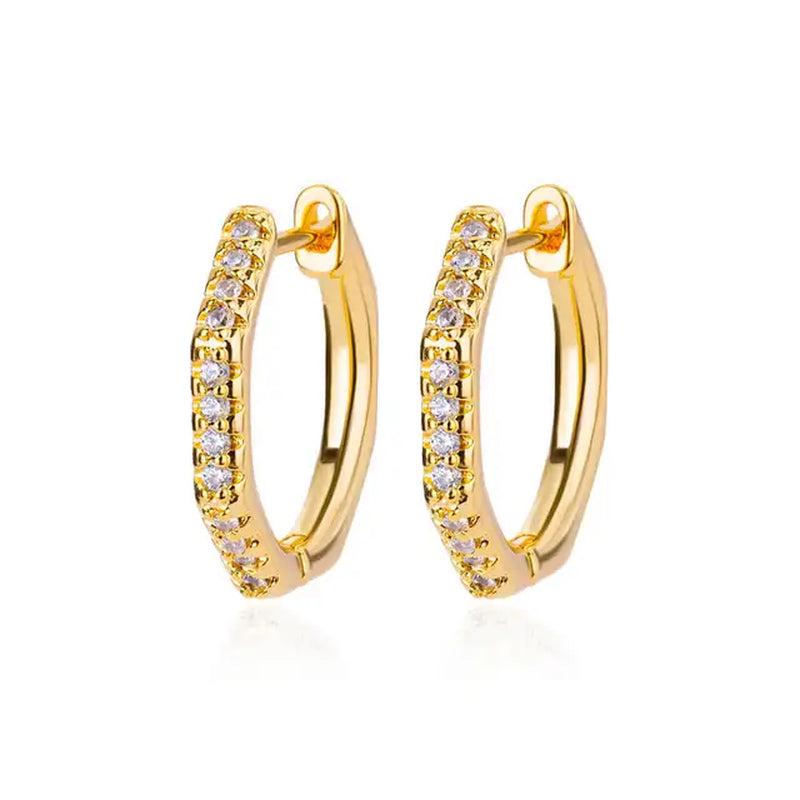 Shiny Zircon Circle Square Hoop Earrings for Women Gold Color Stainless Steel Earrings Luxury Christmas Jewelry Wedding Aretes