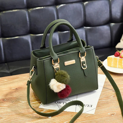 PU Leather Ladies Handbags Women Vintage Purse Plush Tassel Messenger Bags Tote Boston Shoulder Crossbody Bag