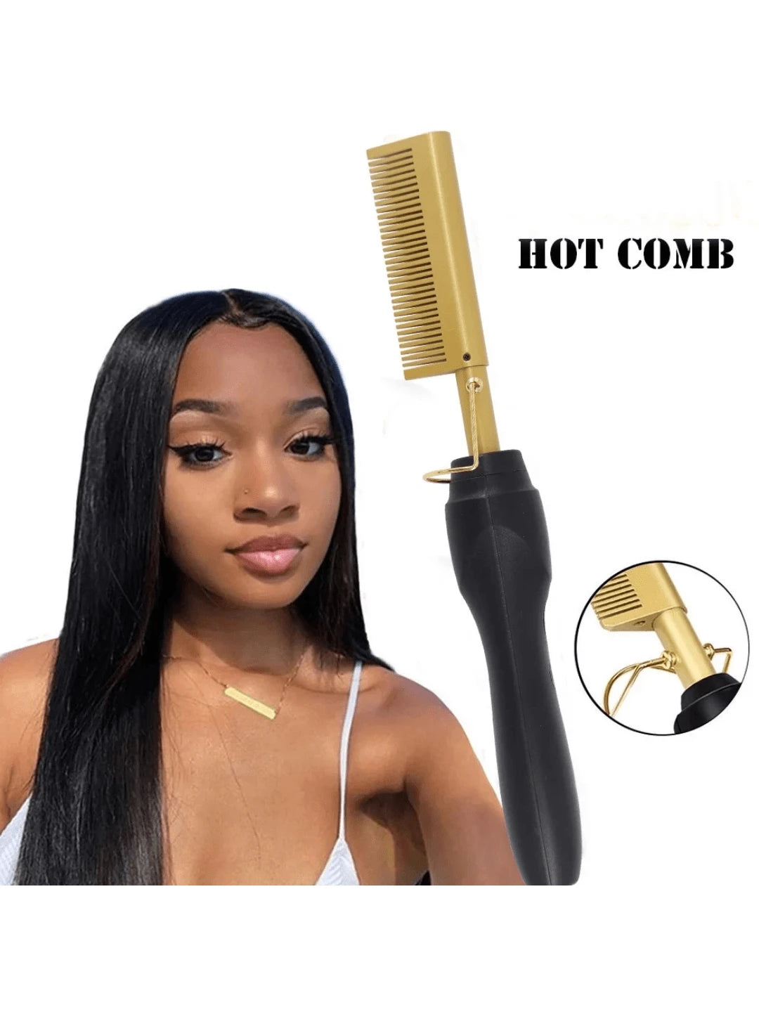 2 in 1 Electric Hot Heating Comb Hair Straightener/Curler 