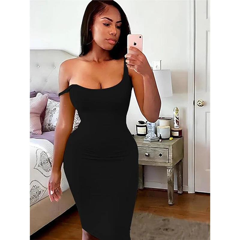 2024 Women Casual Sexy Tank Top Bodycon Dress Summer Pencil Sleeveless Basic Midi Club Dresses