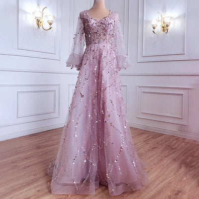 Heavy Beaded Luxury Evening Dress