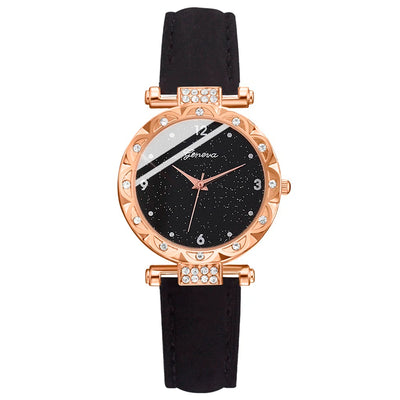 Womens Watches 5Pcs Set Luxury Rhinestone Women Fashion Elegant Wristwatch Quartz Watch for Girl Wristwatch Bracelet Gift