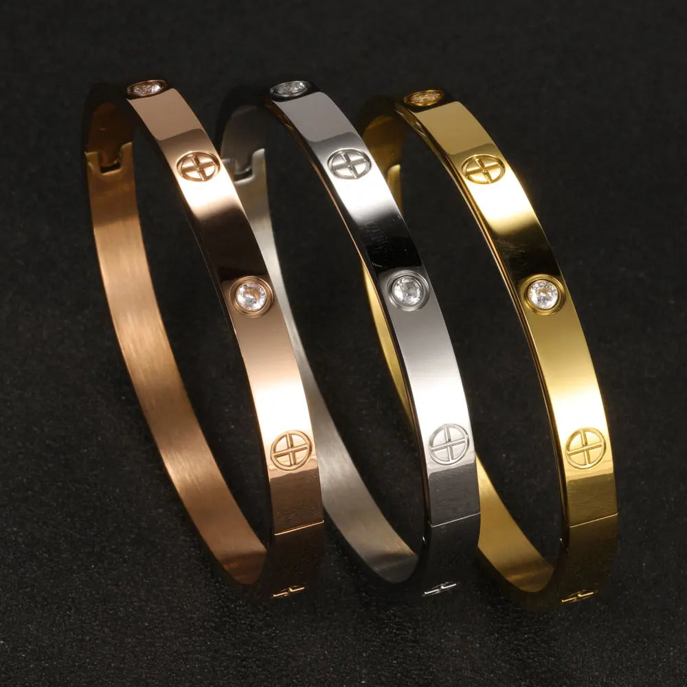 XUANHUA Stainless Steel Cuff Bracelets Bangles for Women Fashion Jewelry Charm Jewelry Accessories Crystal Bracelet Loves