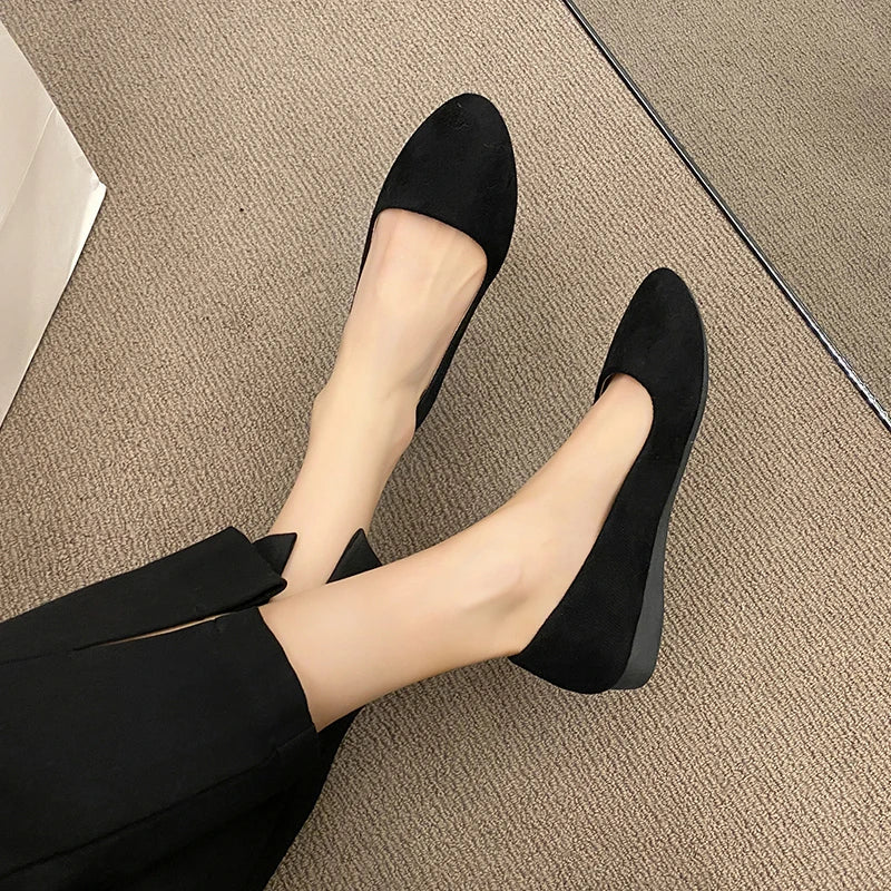 2024New Style Women Flats Slip on Flat Shoes Candy Color Woman Boat Shoes Black Loafers Faux Suede Ladies Ballet