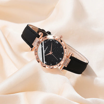 Womens Watches 5Pcs Set Luxury Rhinestone Women Fashion Elegant Wristwatch Quartz Watch for Girl Wristwatch Bracelet Gift