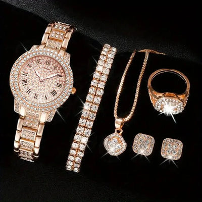  Crystal Wristwatch Set for Ladies 