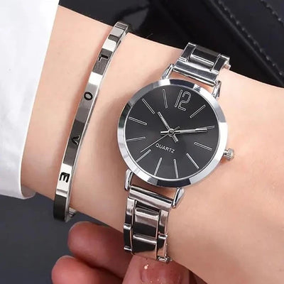 2 Pcs Women Watch Set FREE LOVE Bracelet 