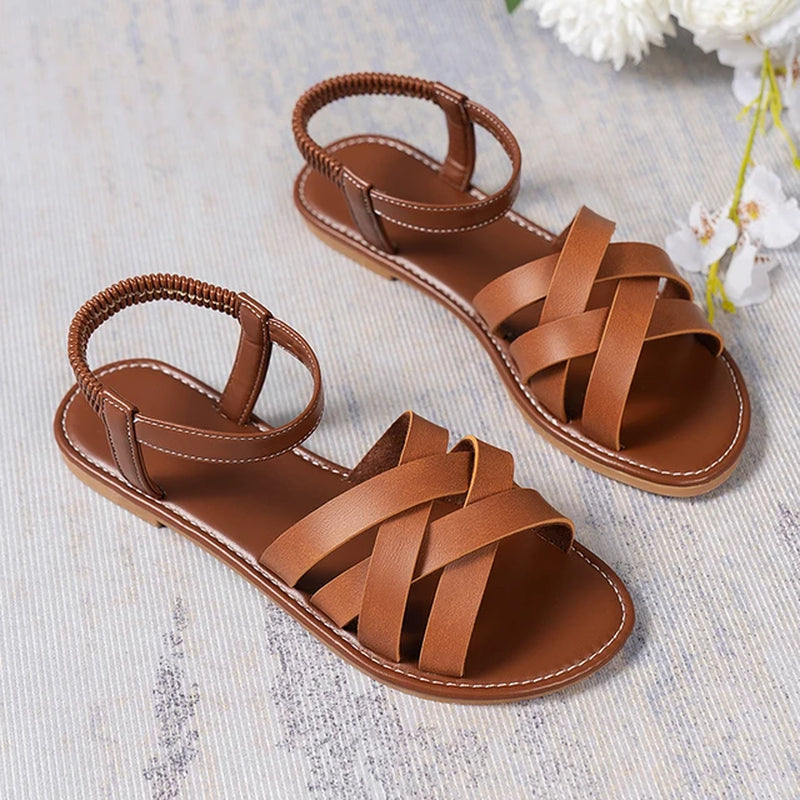 Summer New Women'S Flat Bottom Roman Strap Sandals with Non Slip Rubber Soles Fashion Women'S Shoes [FR-W06]